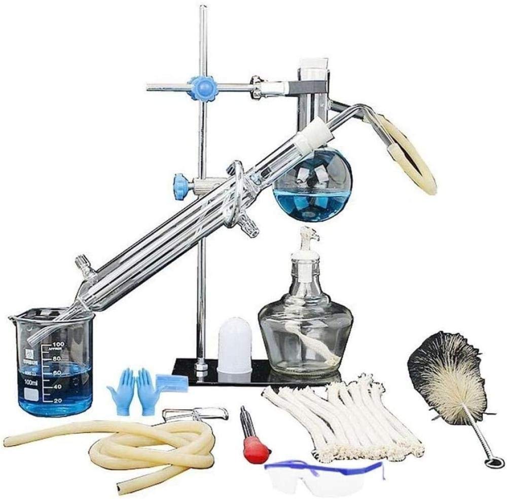Lchzl Kit di vetreria per laboratorio Distillazione di vetro Distillatore di scienze industriali Purificazione di rugiada pura Produzione di oli essenziali Filtro per acqua distillata Prodotto chimico