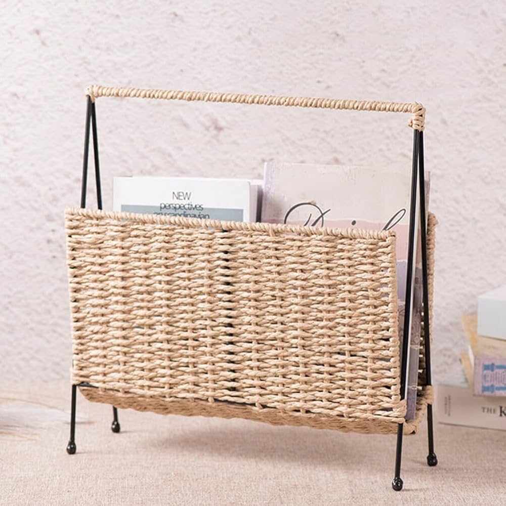 Amazon｜バスケット編みマガジンラックストレージスタンディング