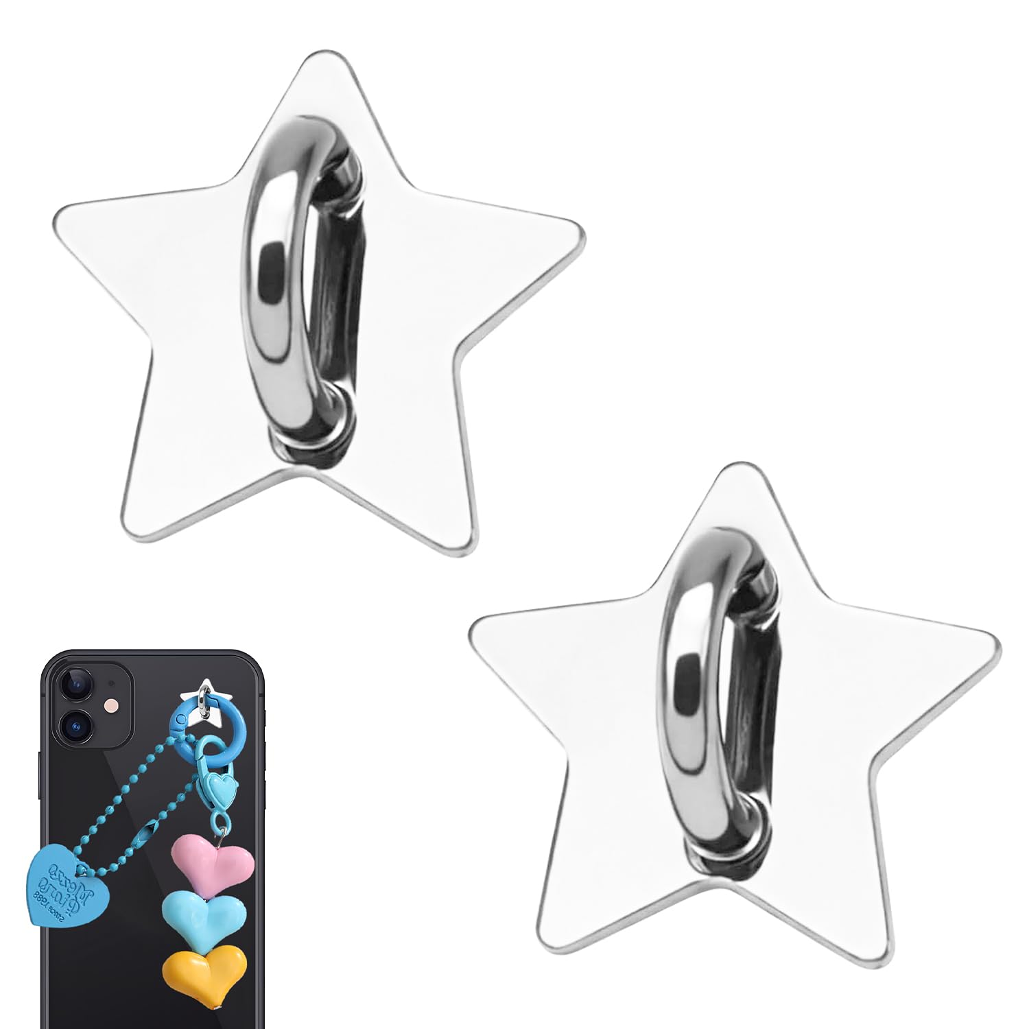 Amazon | キーリングハンガー スマホ 2個入り 星形シルバー スマホ
