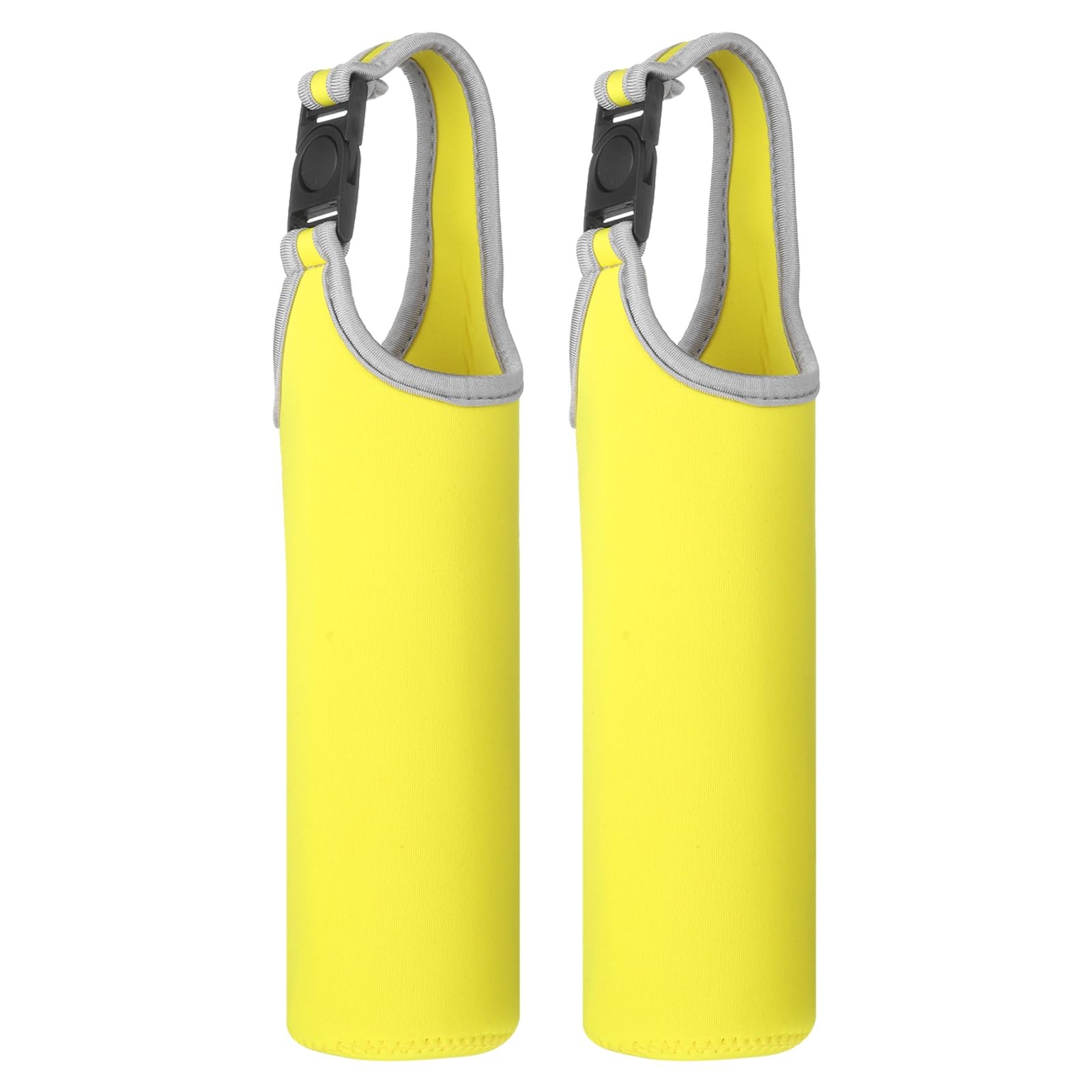 YELARXI Neoprene Water Bottle Sleeves, Water Bottle Carrier Insulators Beverage Bottle Sleeve with Handle, 3 in Fit for Hiking Cycling Camping Travel (2 Pcs, Yellow)