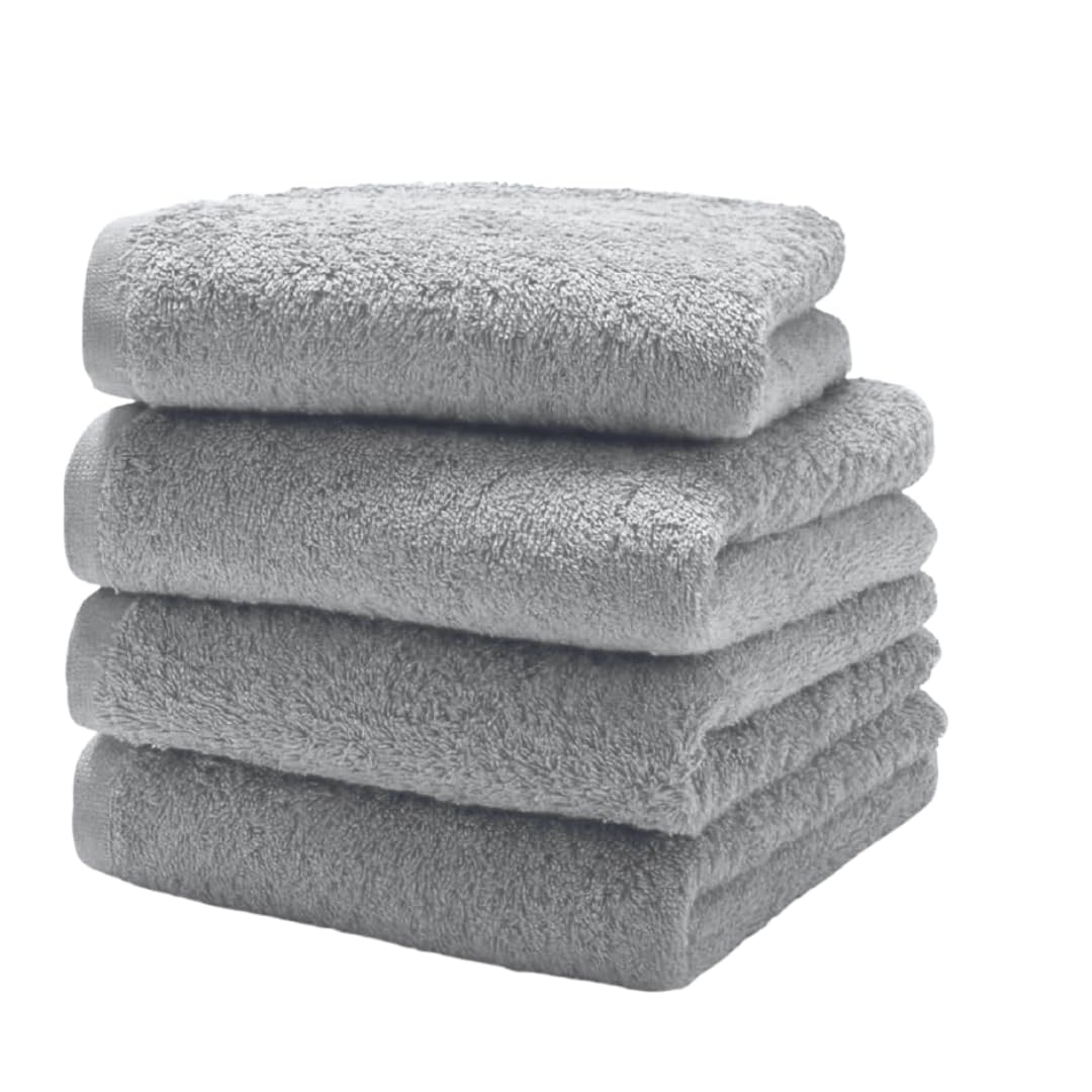 Diamond Tex 4 Pack Cotton Face Cloth Set 30 x 30 cm Flannel Washcloth Towels Extra Absorbent & Quick Dry Hotel Gym, Golf, Spa 600-GSM (Silver) — image 1