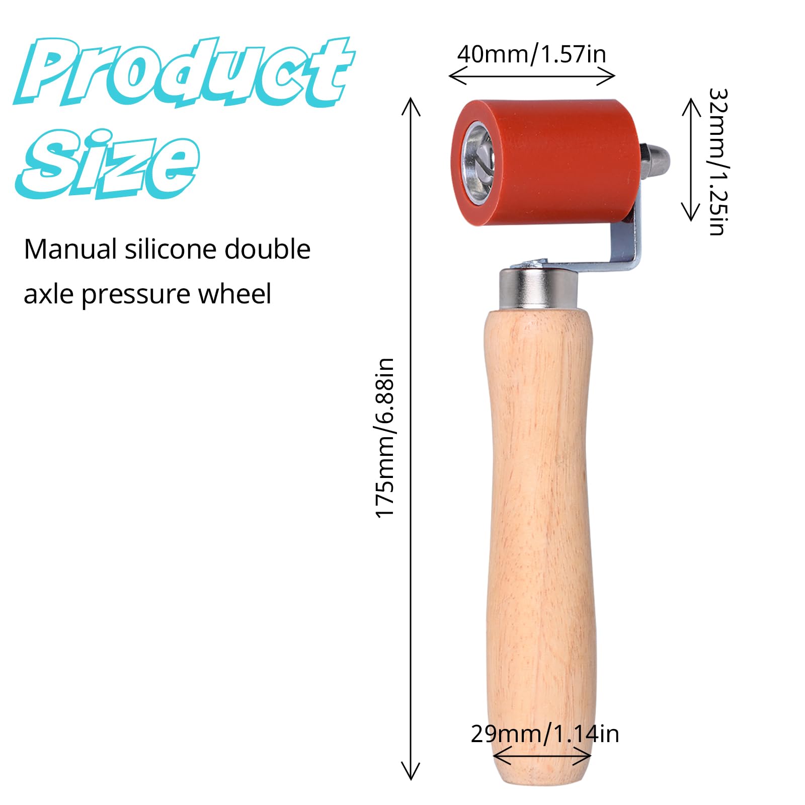 Rullo pressore OWLMATE, rullo in gomma, strumento per saldare coperture in PVC, rullo aggraffatore 40 mm, rullo aggraffatore carta da parati rossa per bordare i bordi dei teloni in PVC