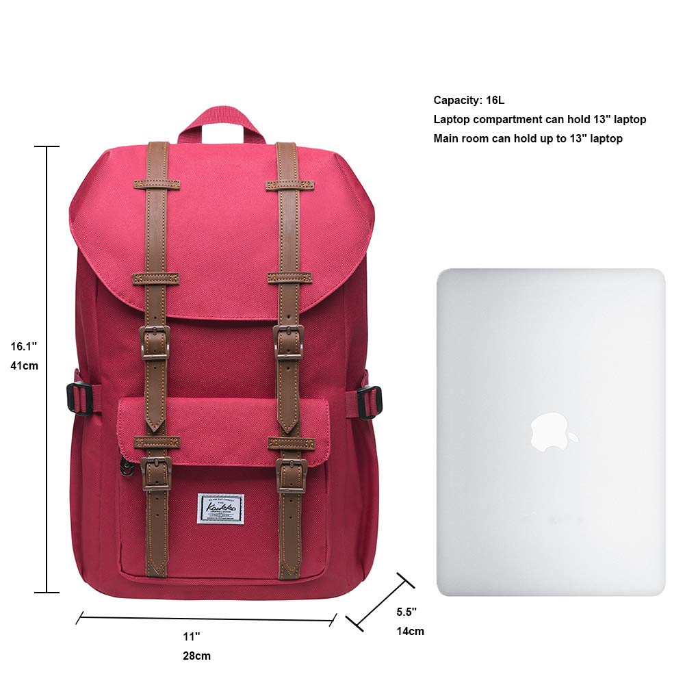 KAUKKO Mochila Tipo Casual de Hombre y Mujer para Portátil para Escuela, Viajes o Senderismo Mini tamaño Rojo