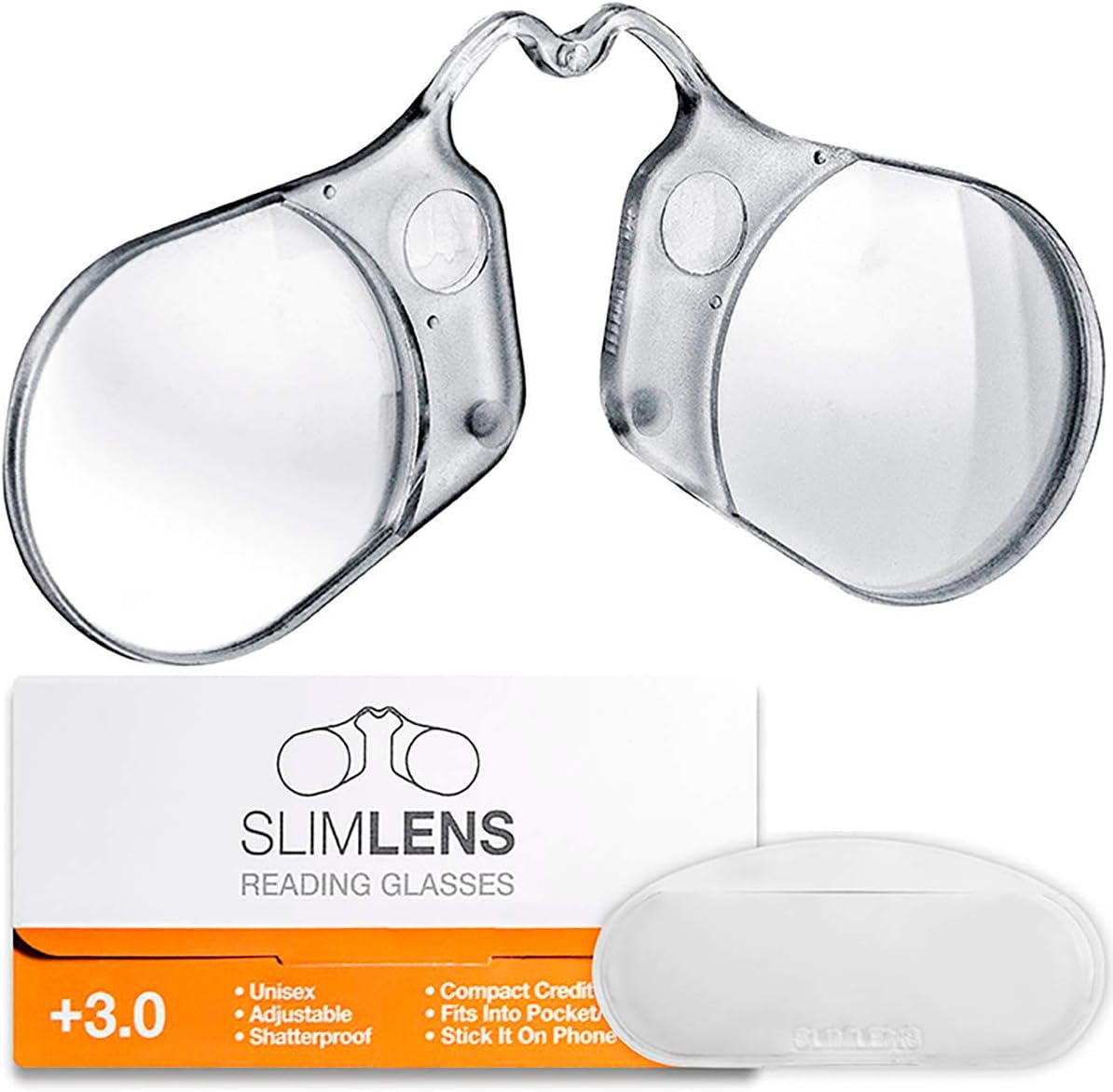 Reading Glasses + Protective Pouch | Thin and Ultra Compact – Choose Your Magnification +3.0. Carry them in your Pocket, Wallet or Mobile Phone. Made in USA