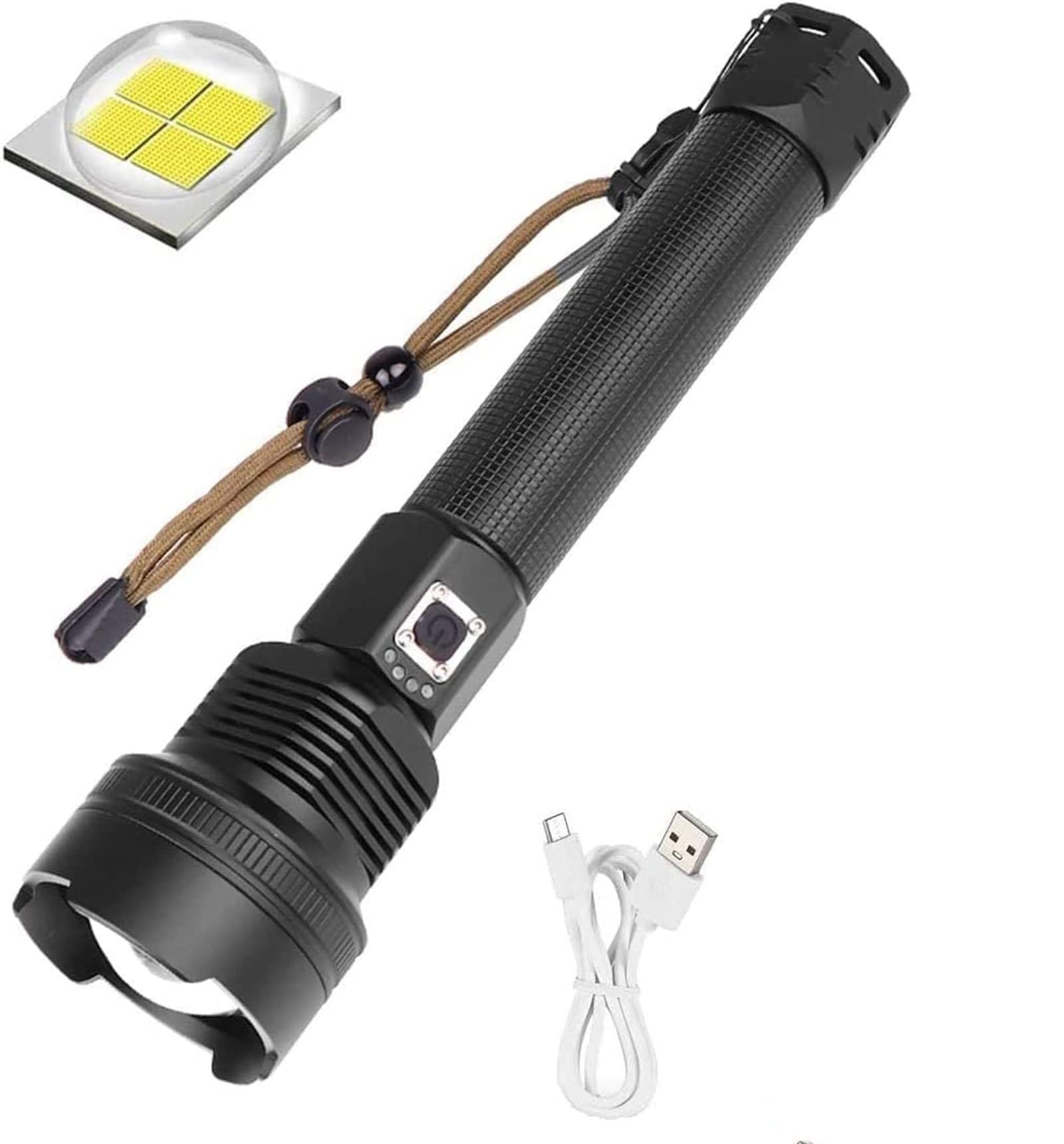 XLENTGEN LED Torches Super Bright, 25000 Lumens Powerful Torch XHP70.2 LED Tactical Flashlight Battery Powered, 3 Light Modes, Waterproof Camping Torches with Battery for Emergency, Hiking