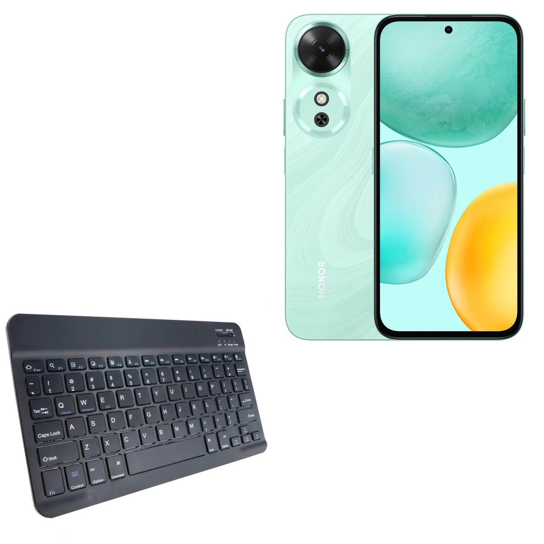 BoxWave Keyboard Compatible with Honor Play 60 - SlimKeys Bluetooth Keyboard, Portable Thin with Chiclet-Style Keys - Jet Black
