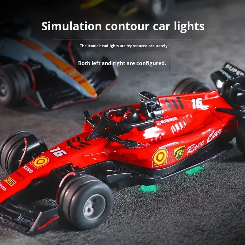 Image of PLUSPOINT 1:64 Die cast Metal F1 Mini RC Racing car with LED Lights | 2.4GHz Remote Control Car | 3 Speed Adjustable, USB Rechargeable RC Alloy Car for Kids & Adults Indoor /Outdoor Racing