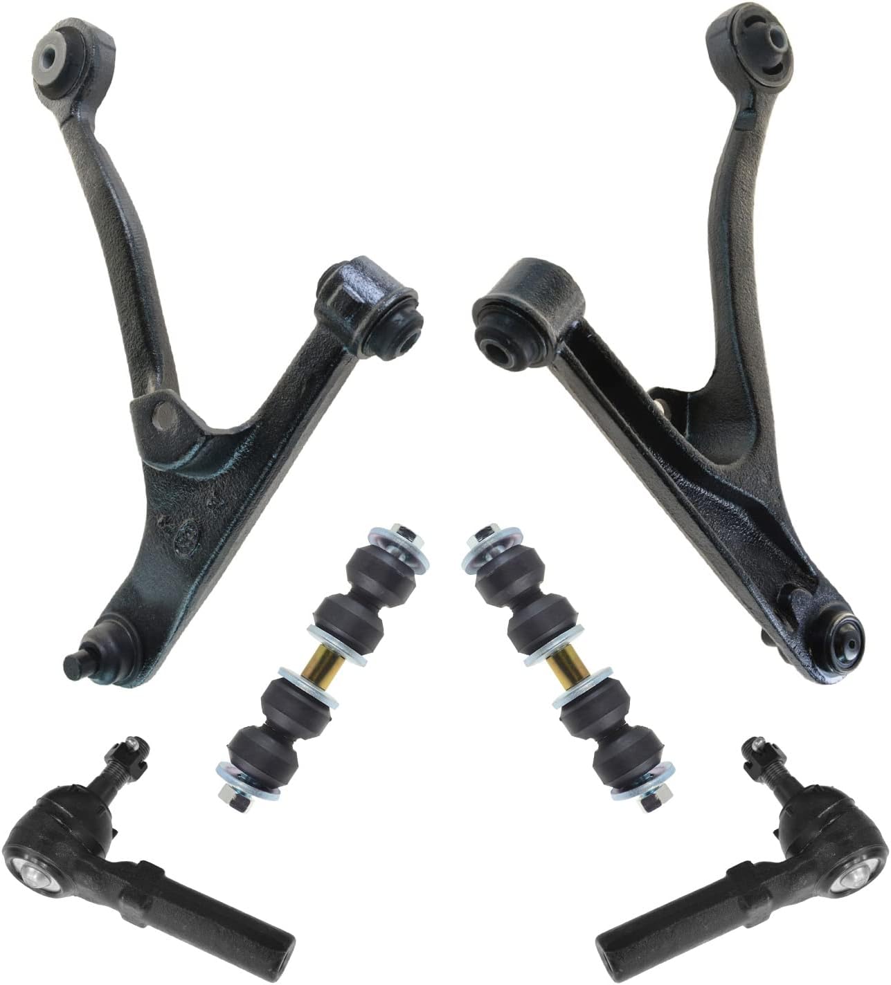 TRQ Front Steering & Suspension Kit Control Arm with Ball Joint Sway Bar Stabilizer Link Tie Rod Compatible with 1999 Dodge Neon Plymouth