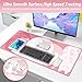 Uniqcasa Gaming Mouse Pad XL Extended Anime Mouse Pad 31.5x11.8 inch, Large Cute Kawaii Big Computer Mouse Mat Desk Pad with Non-Slip Rubber Base and Stitched Edge for Home Office-Pink Cat
