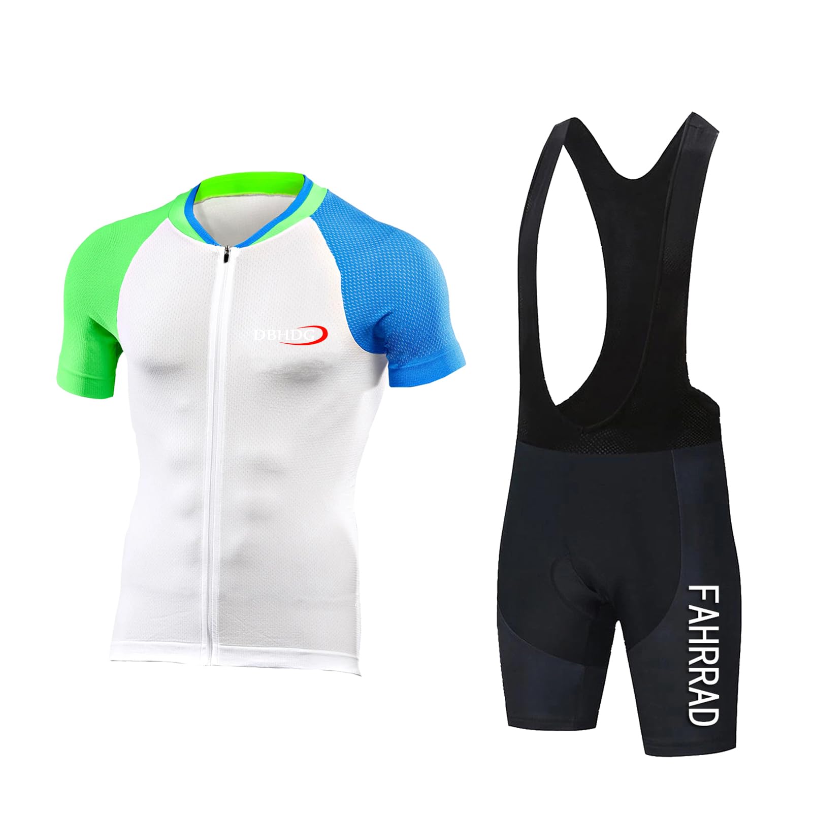 Tenue De Cyclisme Homme Manches Courtes – Maillot + Short Rembourré Gel 5D – Respirant, Poches Dos – Pour VTT, Route, Entraînement