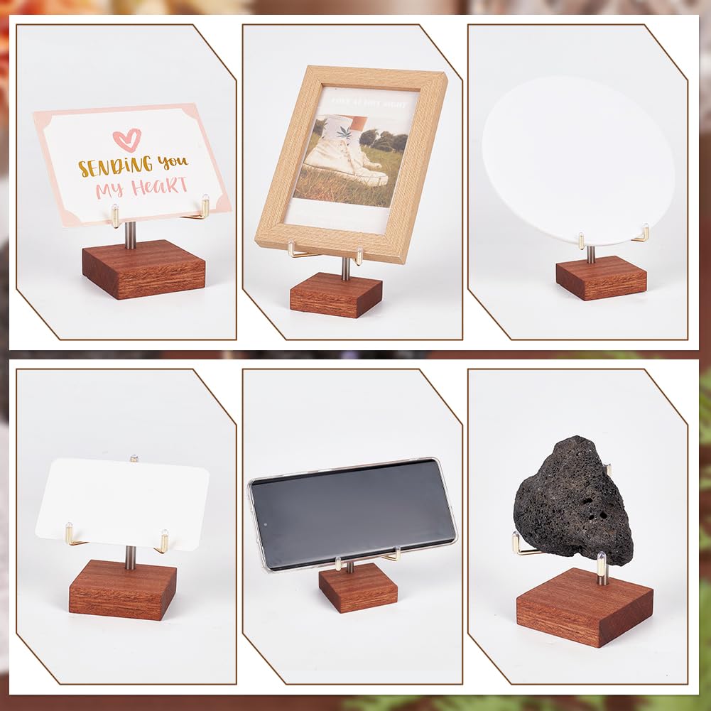 Lot De 4 Présentoirs Cristal Réglables – Chevalet Métal + Base Bois Pour Geodes, Minéraux, Pierres Précieuses, Agates, Fossiles