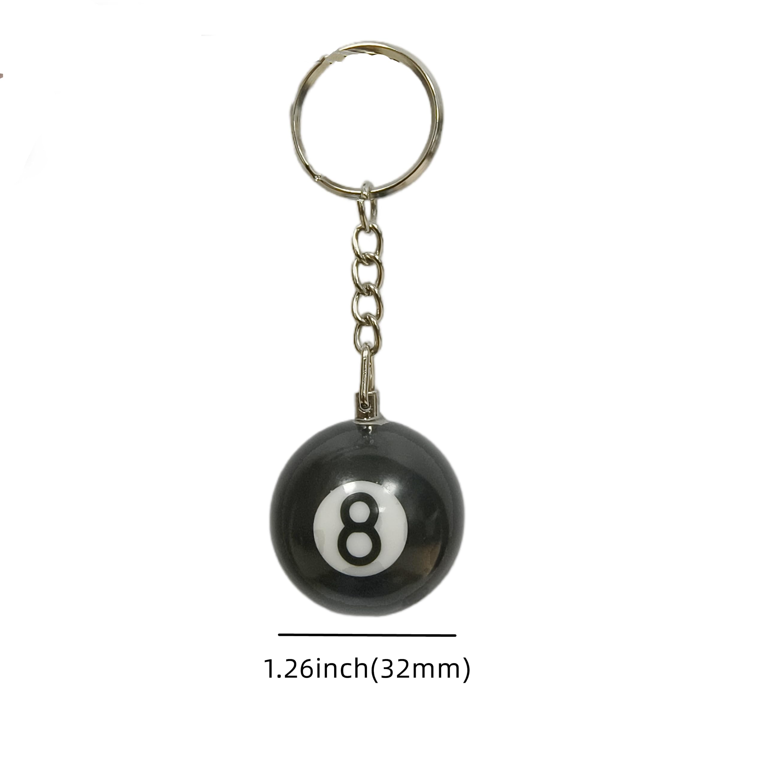 BeeSpring Large Size 8 Ball Keychain Creative Key Chain Diameter 1.26 In Pendant Decorative Keychain Keyrings Keychains Accessories