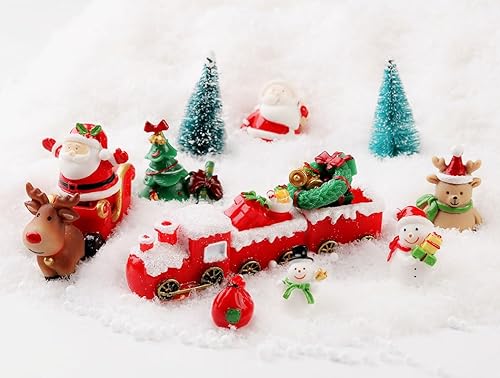 Miniatura 6 de yeesport 18 figuras en miniatura de Navidad, mini Papá Noel, adorno de Navidad, micro paisaje, árbol de Navidad, muñeco de nieve, reno, regalo para
