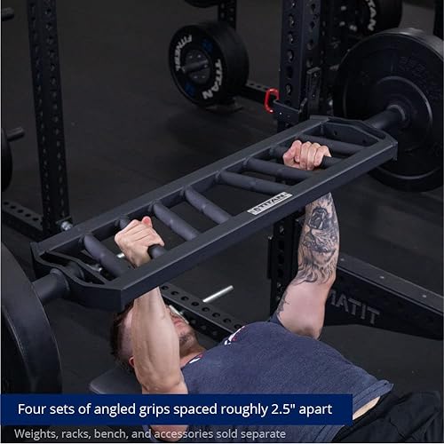 Miniatura 5 de Titan Fitness Barra olímpica híbrida en ángulo multiagarre V3, clasificada 1,900 libras, barra suizade fútbol para rack