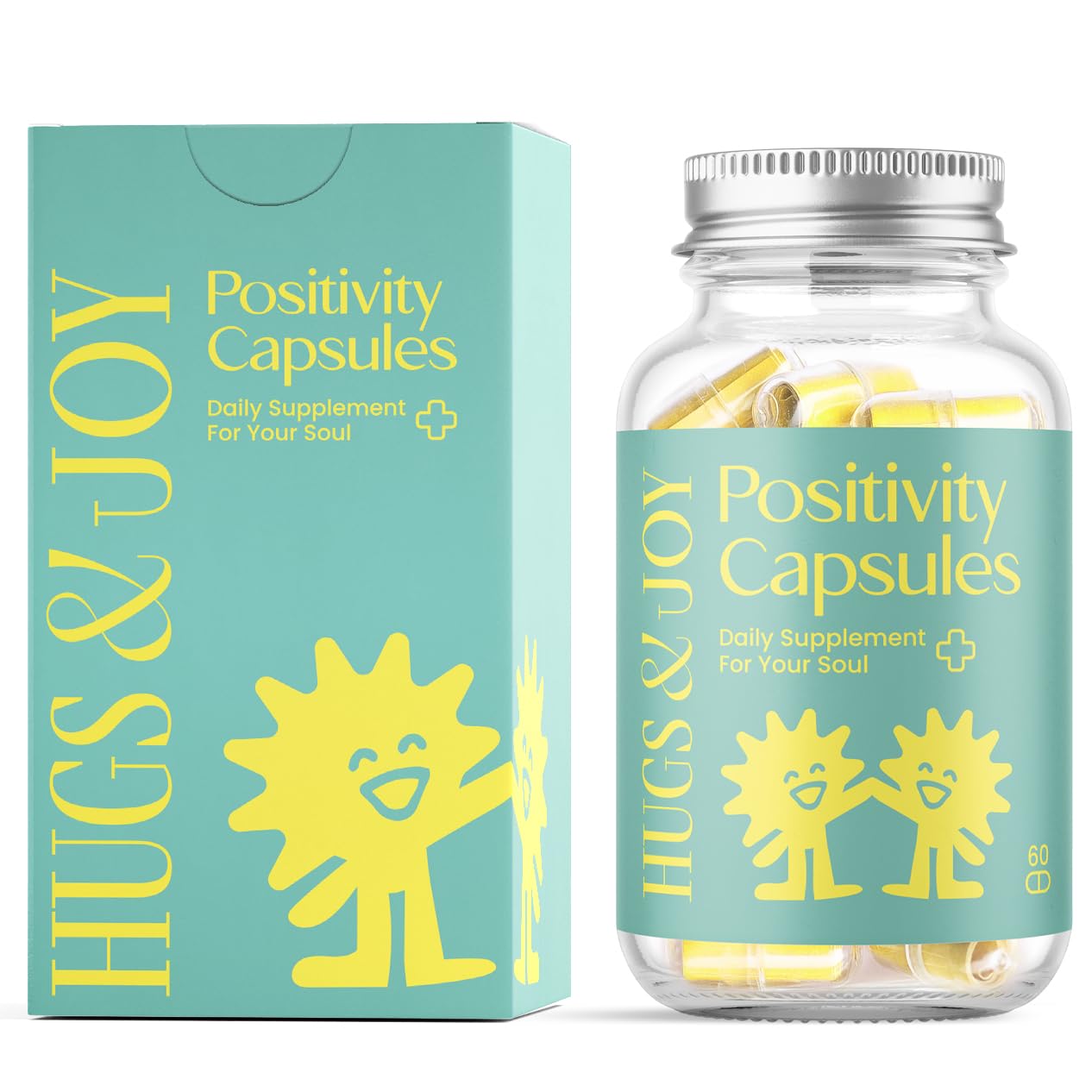 Hugs & Joy Positivity Capsules in a Bottle - 60 Empowering Messages for Daily Inspiration