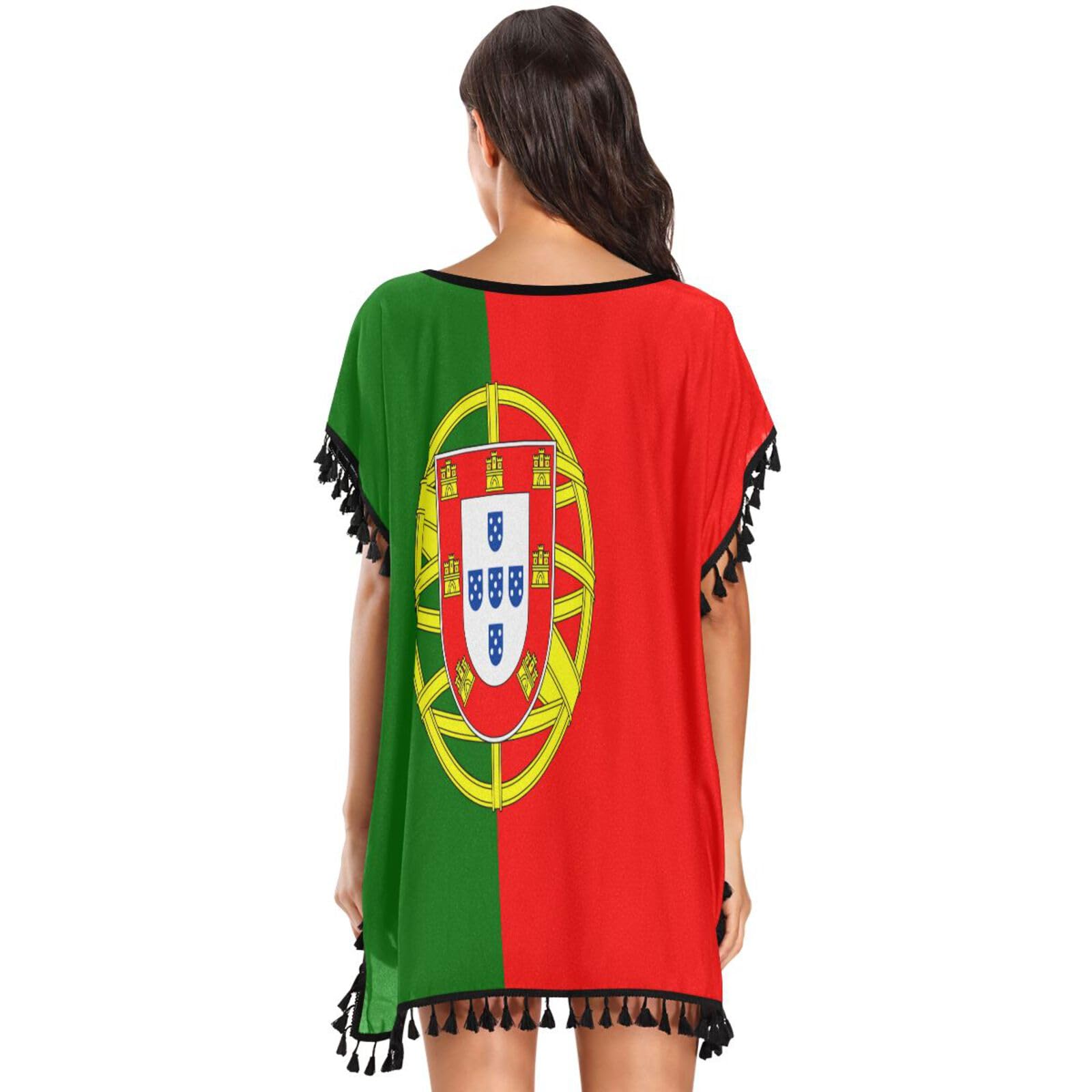 Linqin Traje de baño mujer bandera Portugal vestido playa