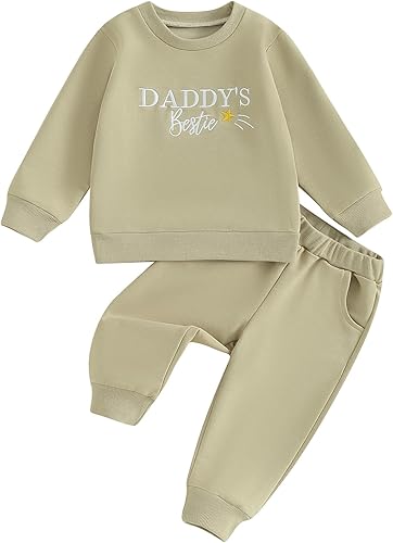 Daddys - Conjunto de ropa para bebé niña pequeña, sudadera de manga larga, pantalones deportivos y pantalones deportivos para otoño e invierno