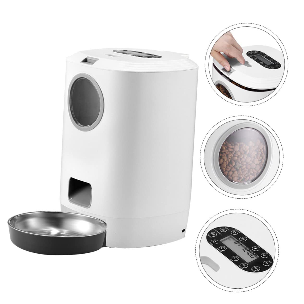 Mipcase 1pezzi Mangiatoia Automatica Per Animali Domestici Contenitore Per Cibo Per Gatti e Cani Alimentatore Intelligente Design Finestra Capacità Per Cibo Secco