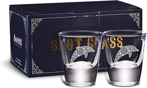 Onebttl Regalos de delfín, cristal de chupito con delfín, regalo perfecto para los amantes de los delfines, mamá y mujer jefa para Navidad,