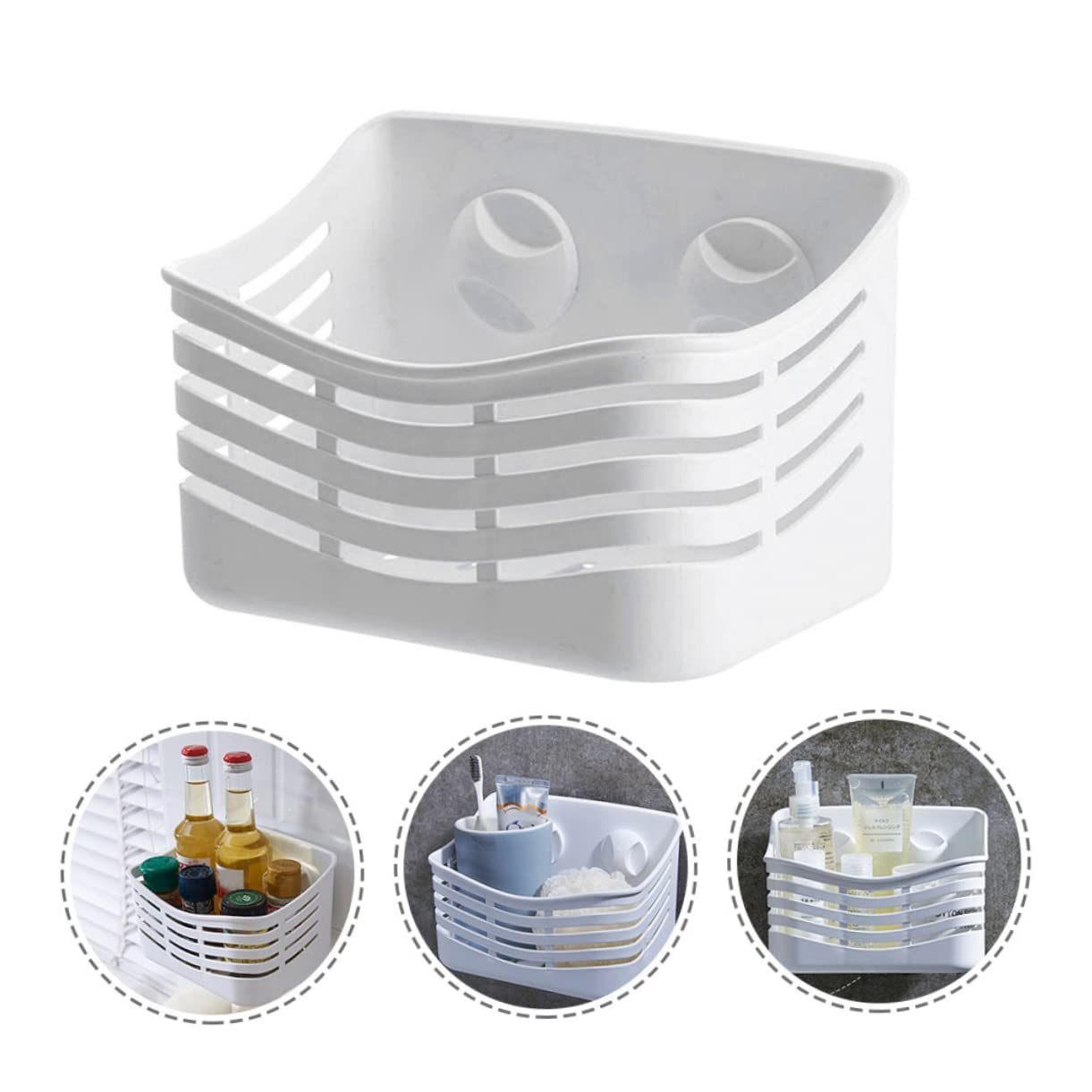 3 Boîtes Murales Autocollantes Pour Télécommandes - Organisateur Salle De Bain, Salon - Blanc, Sans Perçage, 14x8 Cm
