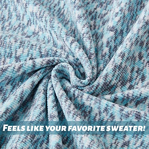 Ailemei Chenille King Blankets For Bed,Sweatshirt Blanket King Size,Super Soft Knit Blanket, Velvet Lightweight Breathable For Summer,108"X90",Blue #TOP1
