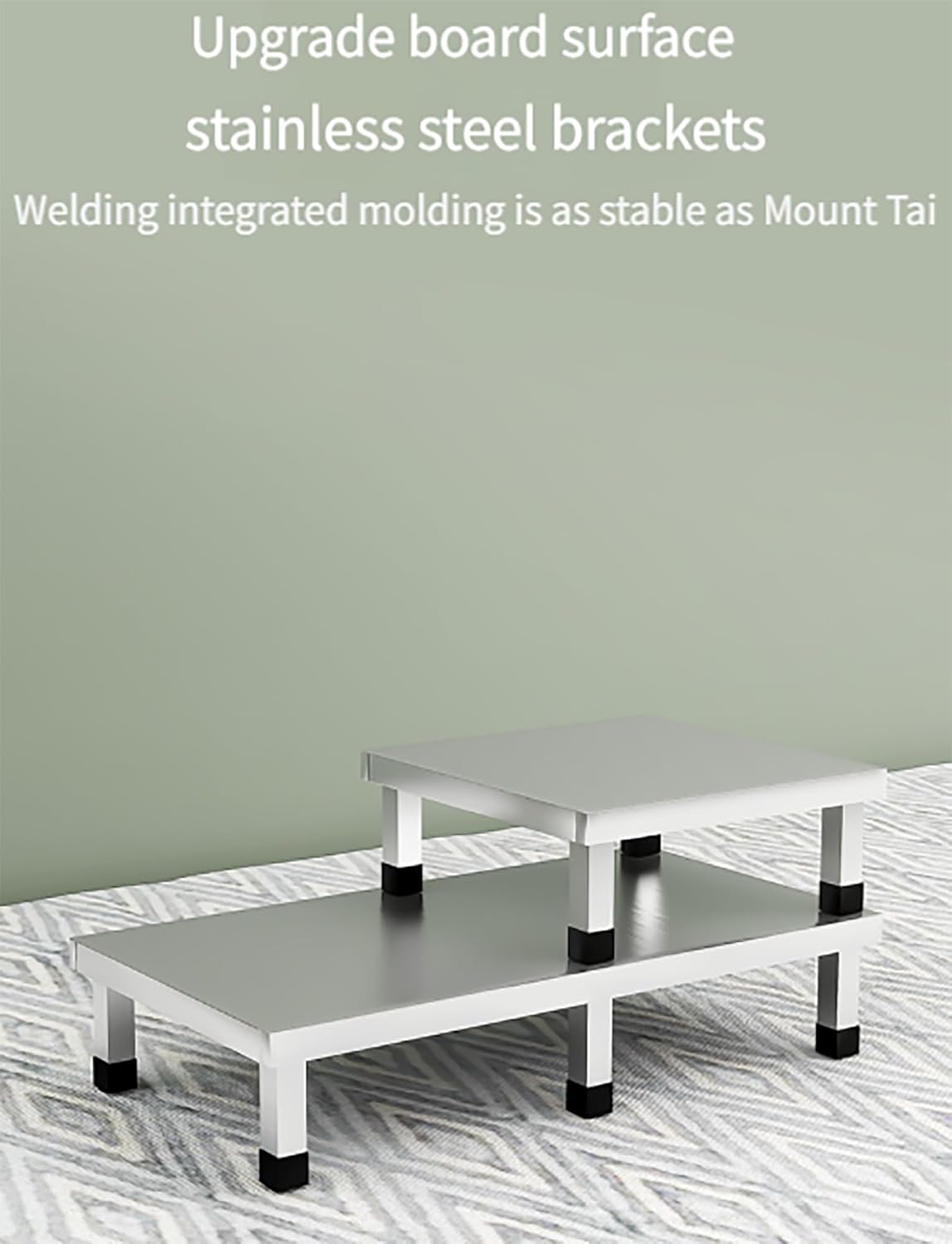 Heavy Duty Stainless Steel Dunnage Rack – Commercial Storage Shelf for Restaurants, Garages & Vehicles – Durable Floor Stand (10cm/3.9in, 25x25cm/9.8x9.8in)