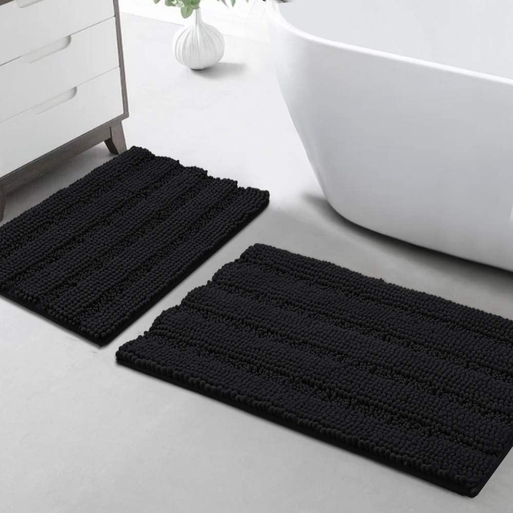 Turquoize Chenille Bathroom Rugs Set - Non-Slip Bath Mats, Extra Soft and Absorbent Shaggy Mats for Floor, Indoor Mat for Kitchen/Entryway (20" x 32"
