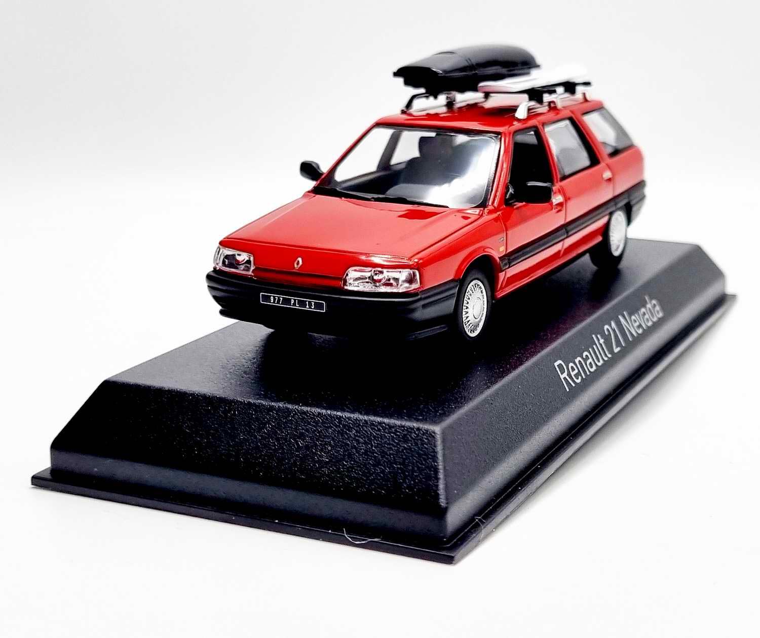 sast RENAULT21 Nevada 1989 Rouge avec Coffre de Toit R21 Break Voiture de Collection NOREV 1/43