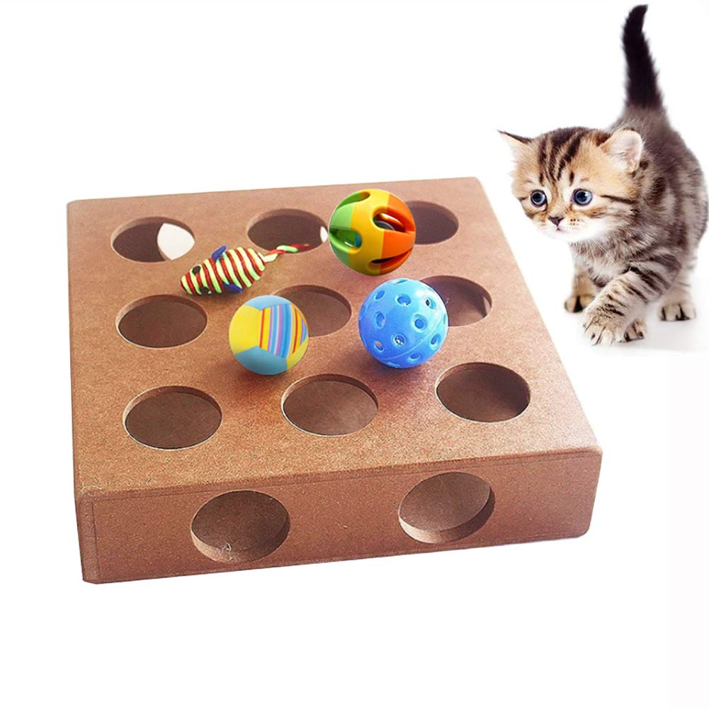 Drôle Interactif Chat De Compagnie Jouet Puzzle Boîte en Bois Peek Jouer Jouet Boîte Cacher Et Chercher Chat Souris Jouet Et Puzzle Mangeoire Adorable Chat De Compagnie Jouets