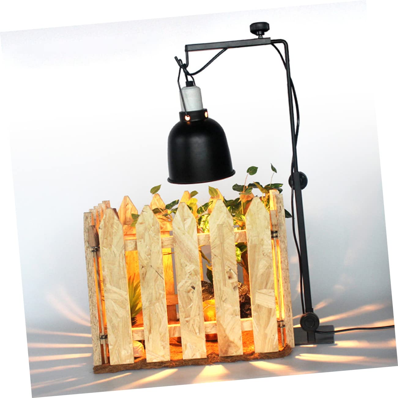 Supporto Regolabile in Metallo Nero e Lampada Rettili Resistente ad Alta Resistenza Lampade Riscaldanti per Terrari per Animali da Arrampicata