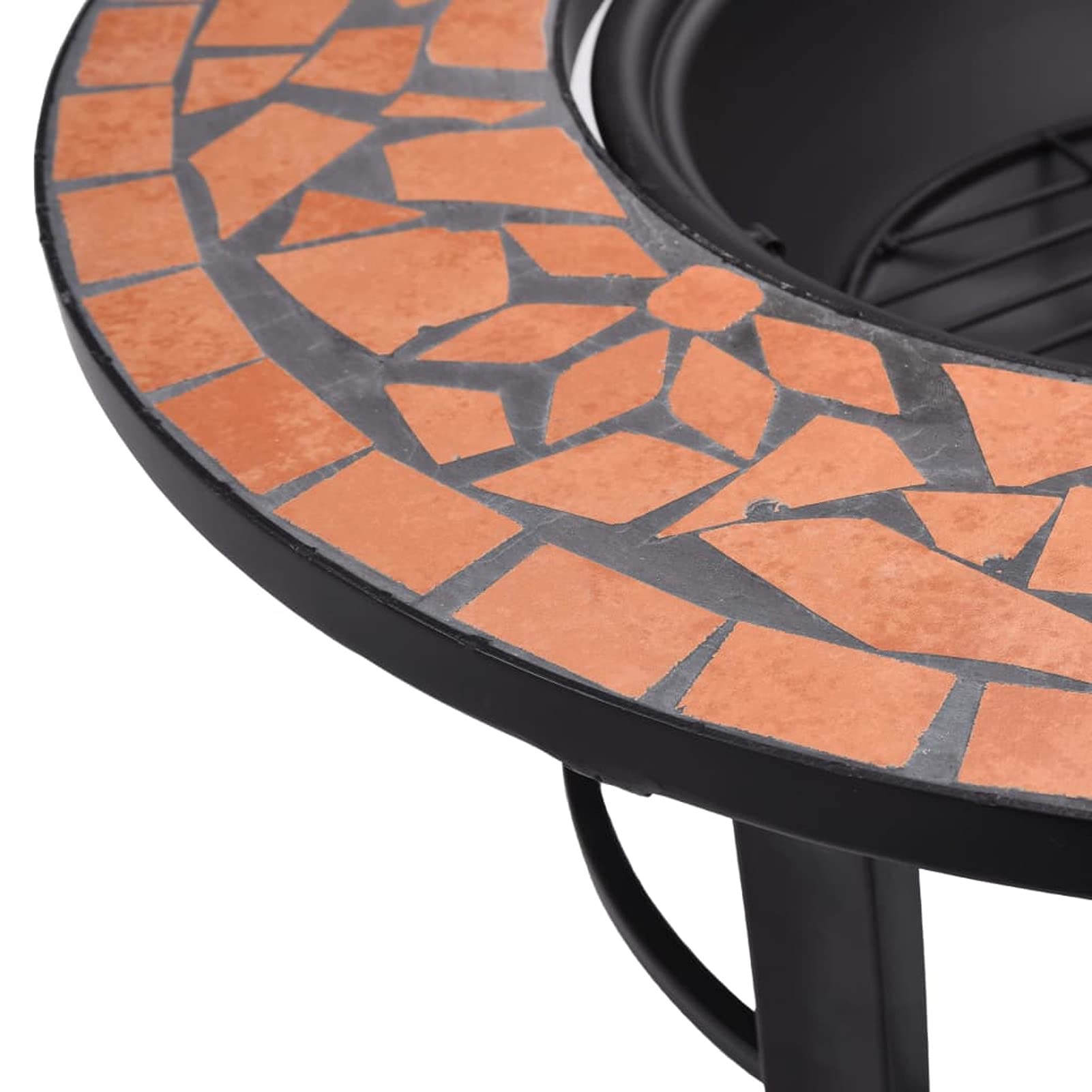 Homgoday Braciere a mosaico in ceramica terracotta 68 cm braciere esterno per giardino grande di spessore ciotola per falò all'aperto per giardini, cortili, parchi, cortili