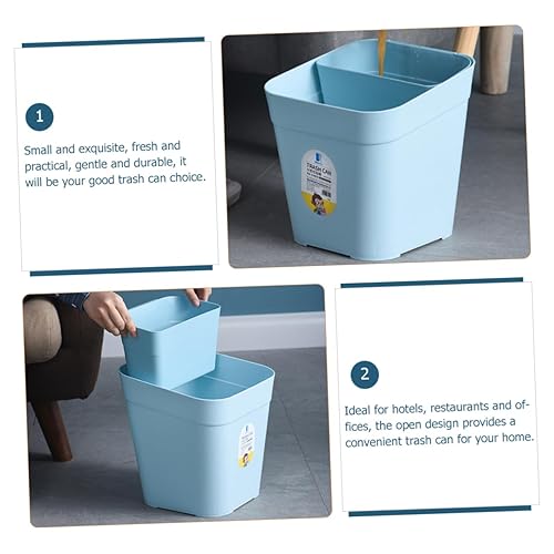 Miniatura 5 de Zerodeko Cubo de basura de cocina de doble compartimento, 2 compartimentos, cesta de basura de plástico para oficina en casa, color azul