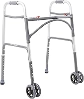 Vista 1 de McKesson Andador plegable con ruedas de 5 pulgadas, bariátrico, acero, altura ajustable de 32 a 39 pulgadas, capacidad de peso de 500 libras, 2