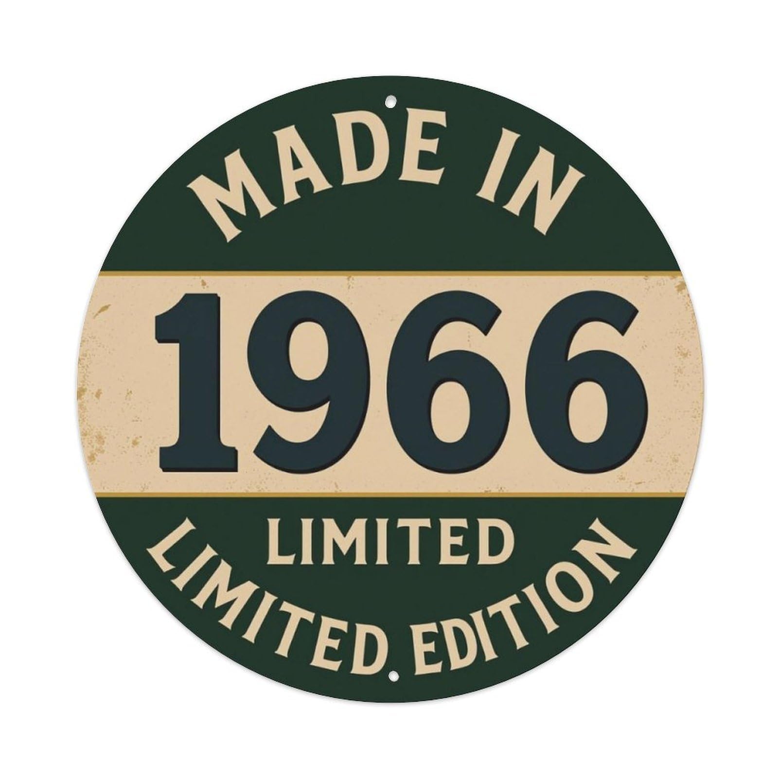 Vintage Made In 1966 Limited Edition Round Decorative Sign Vintage Aluminium Metal Sign, Retro Wall Decor for Home, Bar, Garage & Farmhouse 20x20cm
