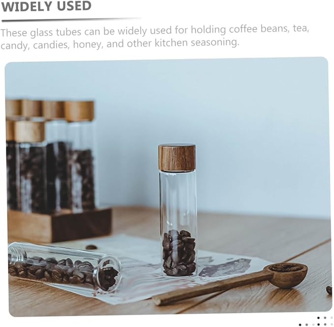 Tubos de vidrio para café con soporte de madera, 6 unidades miniatura 6