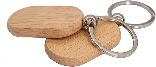 Miniatura 3 de TFoRibbon Paquete de 20 llaveros de madera en blanco con grabado de madera rectangular