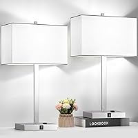 Vista 12 de Lynnoland Juego de 2 lámparas de noche de 21 pulgadas con tomas USB A+C y CA, control táctil, regulables de 3 vías, para dormitorio, sala de estar