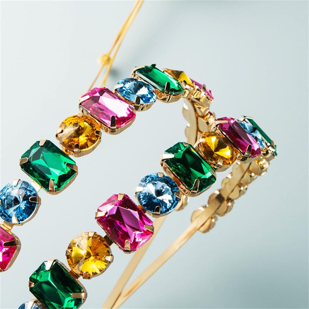 FMURY - Fasce per capelli da donna, in metallo colorato, con strass colorati