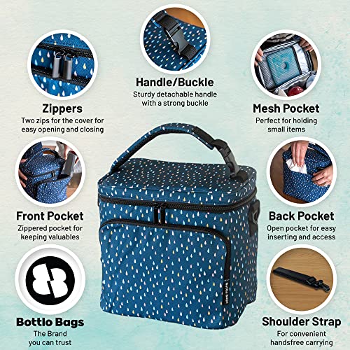 Insulated Breastmilk Cooler Bag With 3 Pockets - Waterproof Baby Bottle Cooler Bag Can Hold 6 Large 9 Ounce Bottles - The Perfect Tote Bottle Bag For Daycare, Nursing Moms, Travel - Raindrops #TOP2