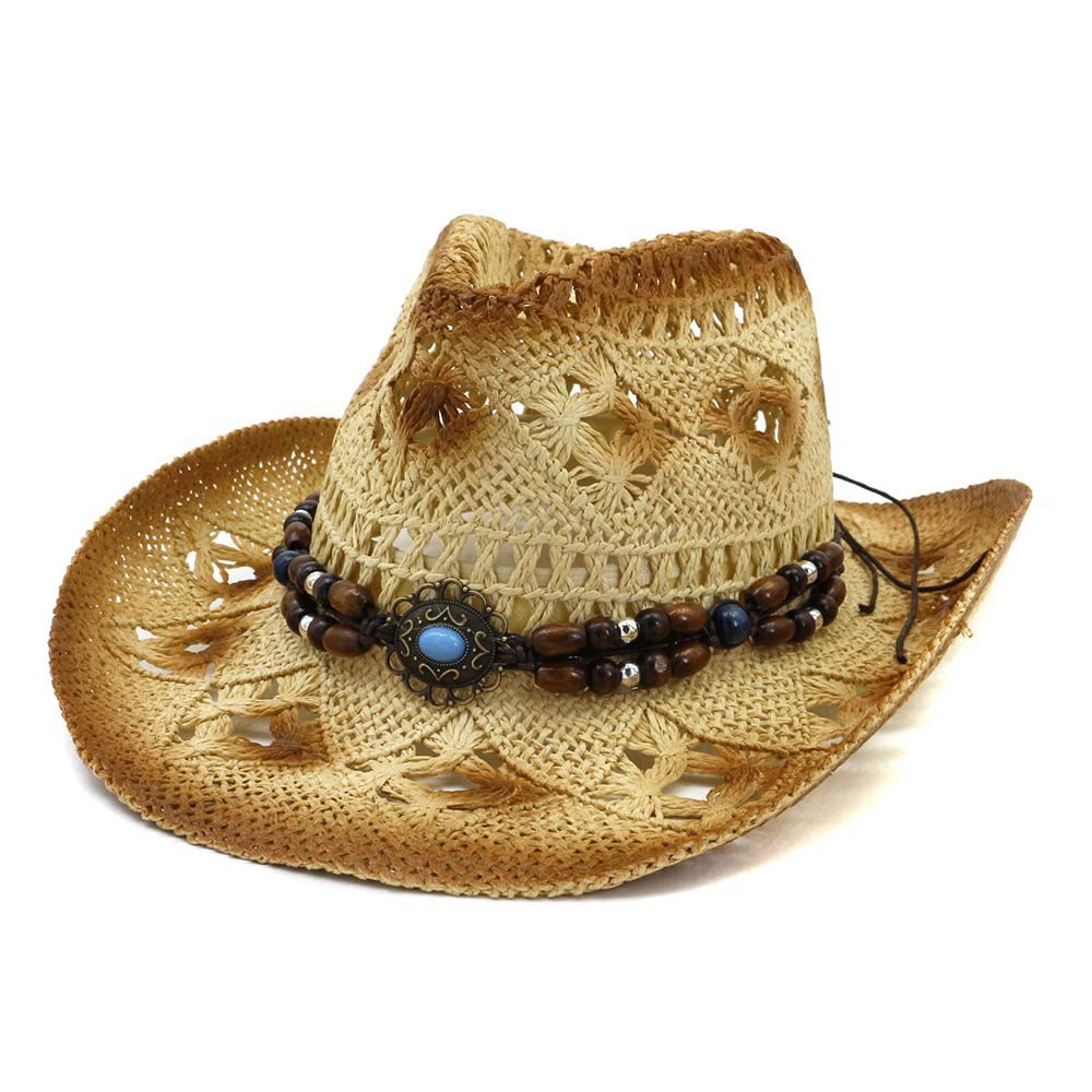 ITODA Cowboy Sonnenhut Stroh - UV 50 - Formbar - Für Damen & Kinder - Western Style