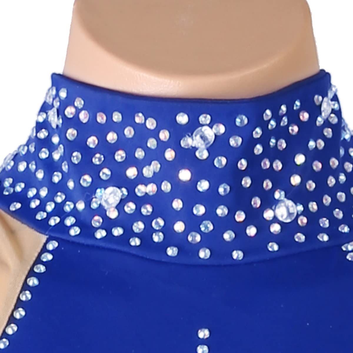 Donne Collo Alto Latino Abiti Da Ballo Salsa Salsa Samba Cha Cha Rumba Blu Professionale Latino Competizione Abito gonna fessura Abbigliamento Performance Partito Clubwear