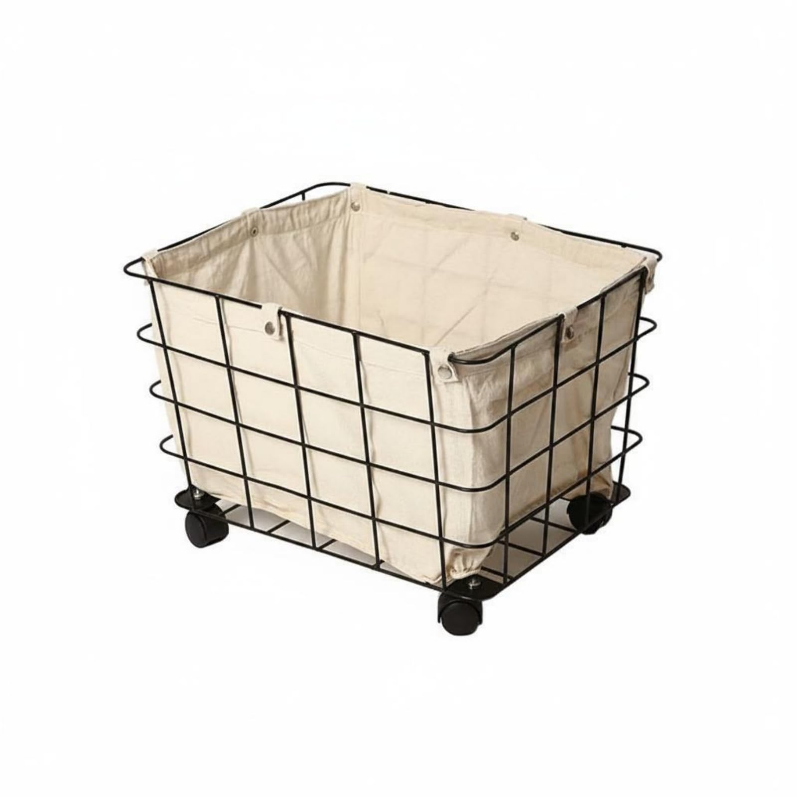 Cesto Porta Giochi Sfoderabile Cesto con Ruote Rettangolare Carrello Biancheria Pieghevole, Nero, Grande
