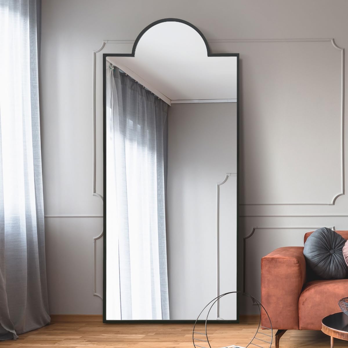 Large Black Modern Leaner and Wall Mirror 75"" x 33"" 190x85cm MirrorOutlet