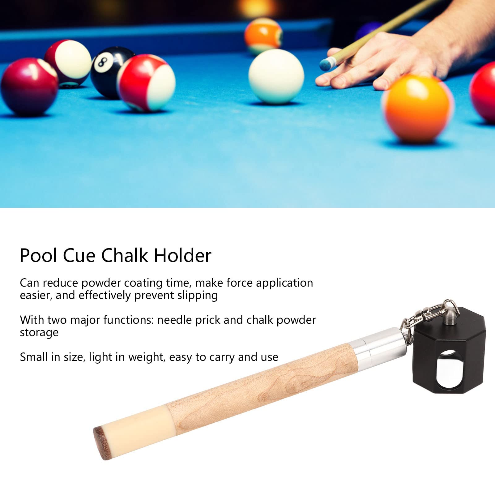 Lot De 2 Porte-craies Rétractables Pour Queue De Billard – Avec Mousqueton, Câble Extensible Jusqu’à 76 Cm, Noir Et Argenté