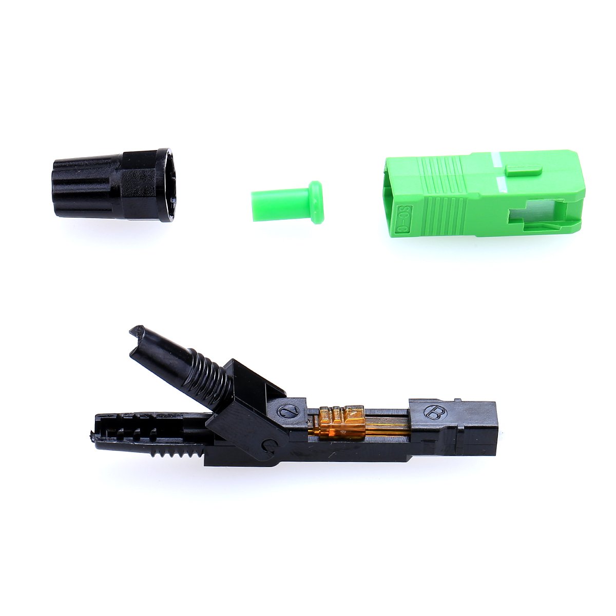 150pcs Ftth Conector de montaje rápido integrado SC-APC Conector de fibra óptica de alambre cubierto, APC Especial Broadcasting CATV