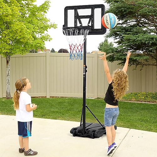 Basketball Hoop Outdoor Portable,Kids Adjustable Basketball Hoop Height 5-7 FT, 28 in Backboard & Wheels for Kids/Teenagers/Youth in Backyard/Driveway/Indoor, with Enlarged Base and PC Backboard 3+ - Thumbnail 6