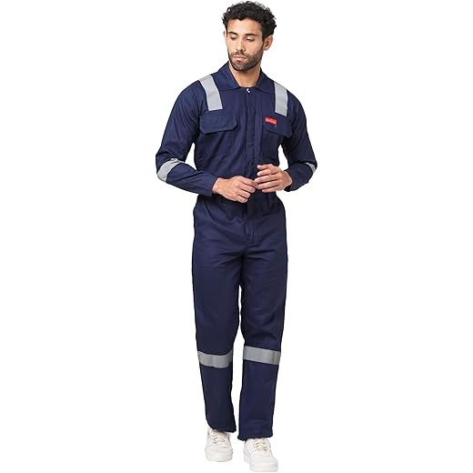 Mens Cotton Work Coverall with Reflective Tape 4XL