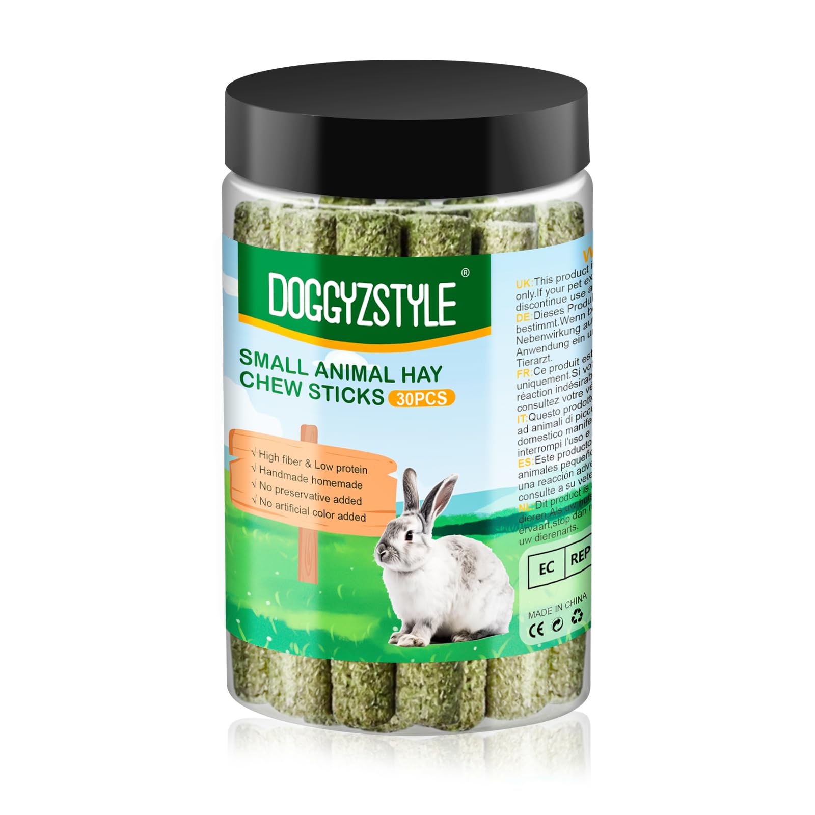 30PCS Golosinas de Conejo Timothy Hay Sticks,Heno Timothy Natural para Conejo,Conejillos de Indias,Conejito,Chinchilla,Hámsters,Juguetes Masticables de Conejos Mano Comida para Conejos (30pcs)