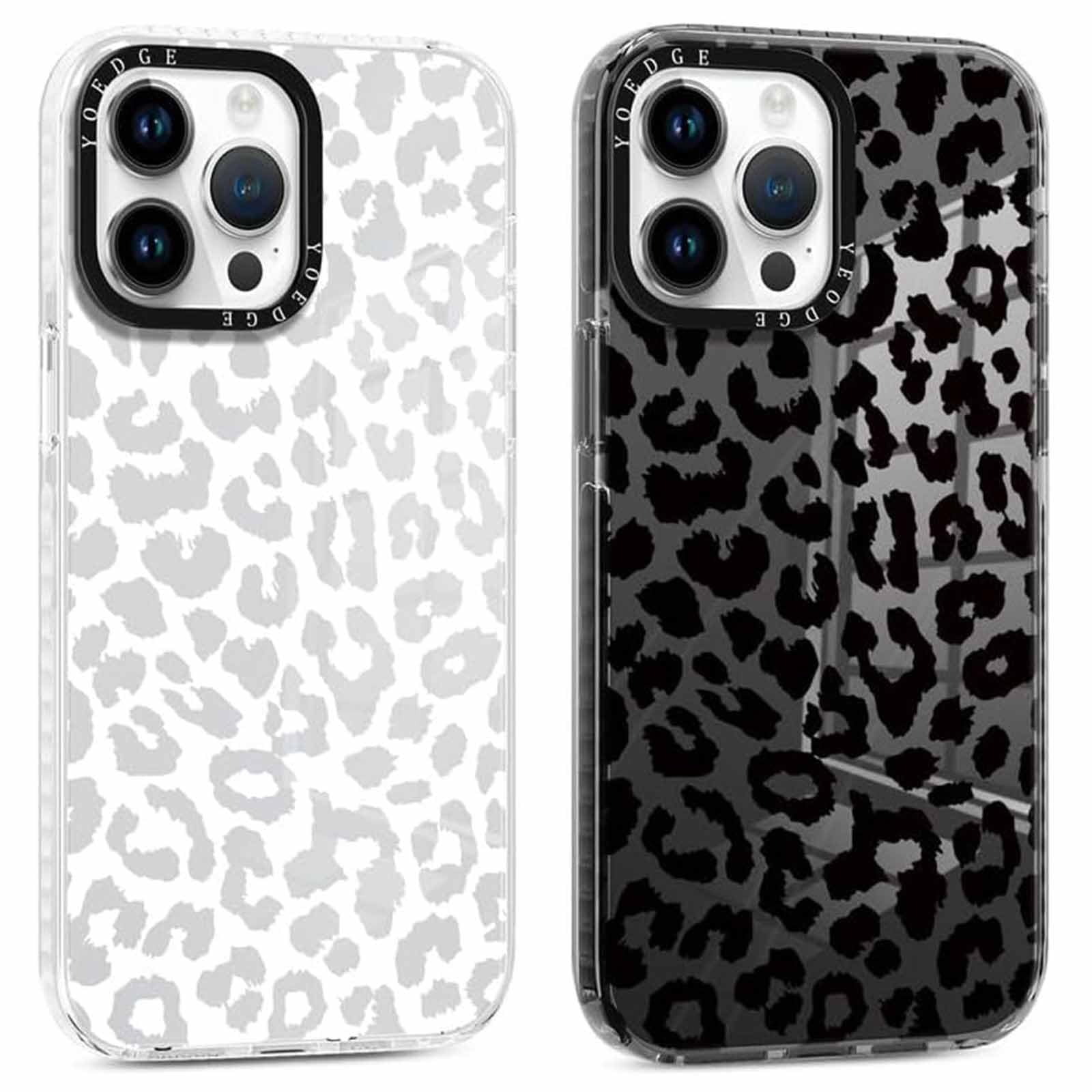 Yoedge 2 Pack Transparent Phone Case Compatible with iPhone 15 Pro 6.1", Ultrathin Soft TPU Silicone with Aesthetics Leopard Pattern,Shockproof Bumper Protector Matte Cover, for iPhone 15 Pro