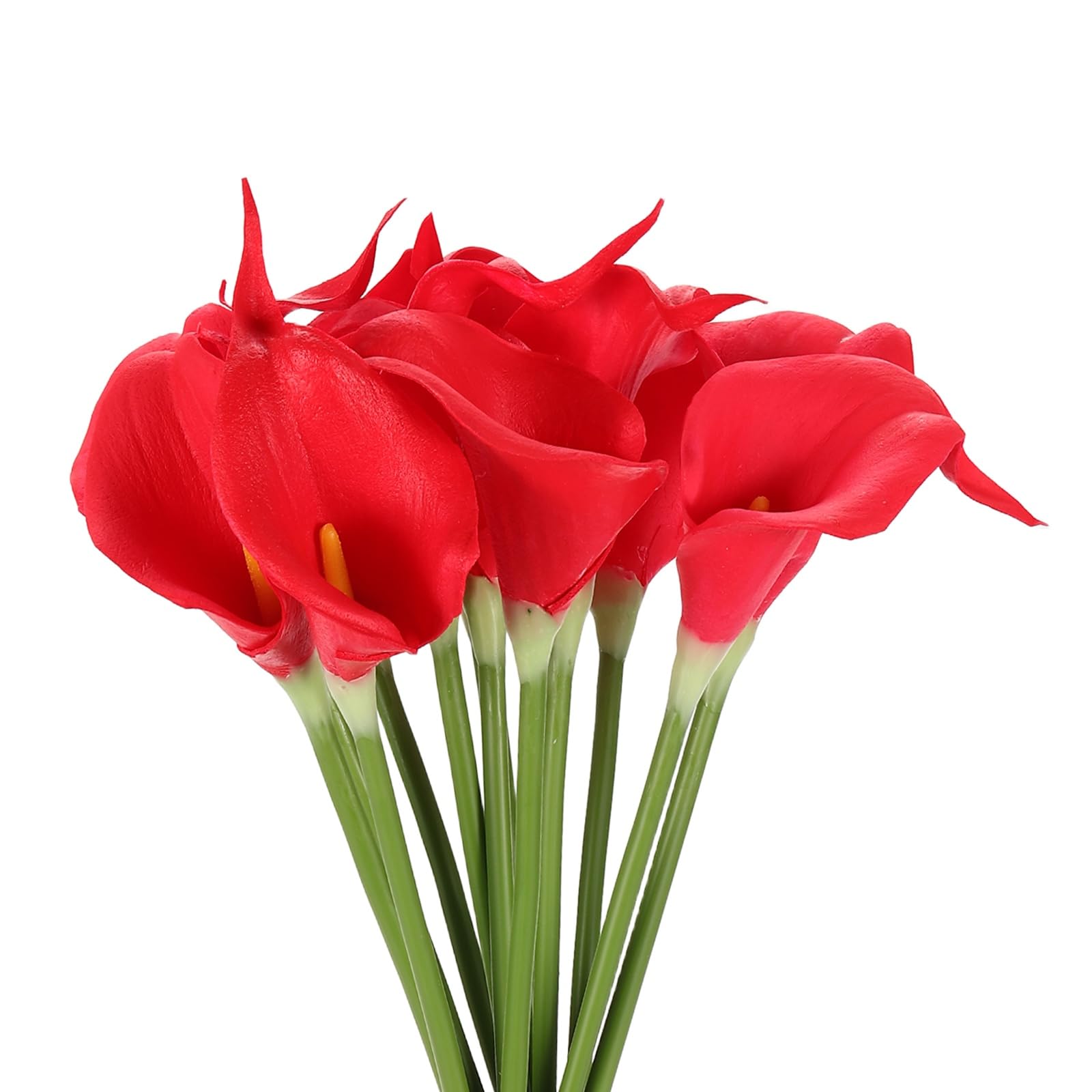 sourcing map 12 Pcs Artificial Calla Lily Fake Flowers, 13 Inch Real Touch Artificial Floral Fake Bouquet for Wedding Bride Shower Gift Home Decor DIY Crafts, Red/Yellow